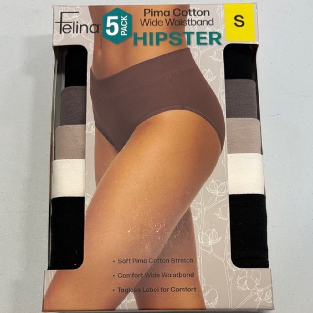FELINA 5 PACK PIMA COTTON HIPSTERS